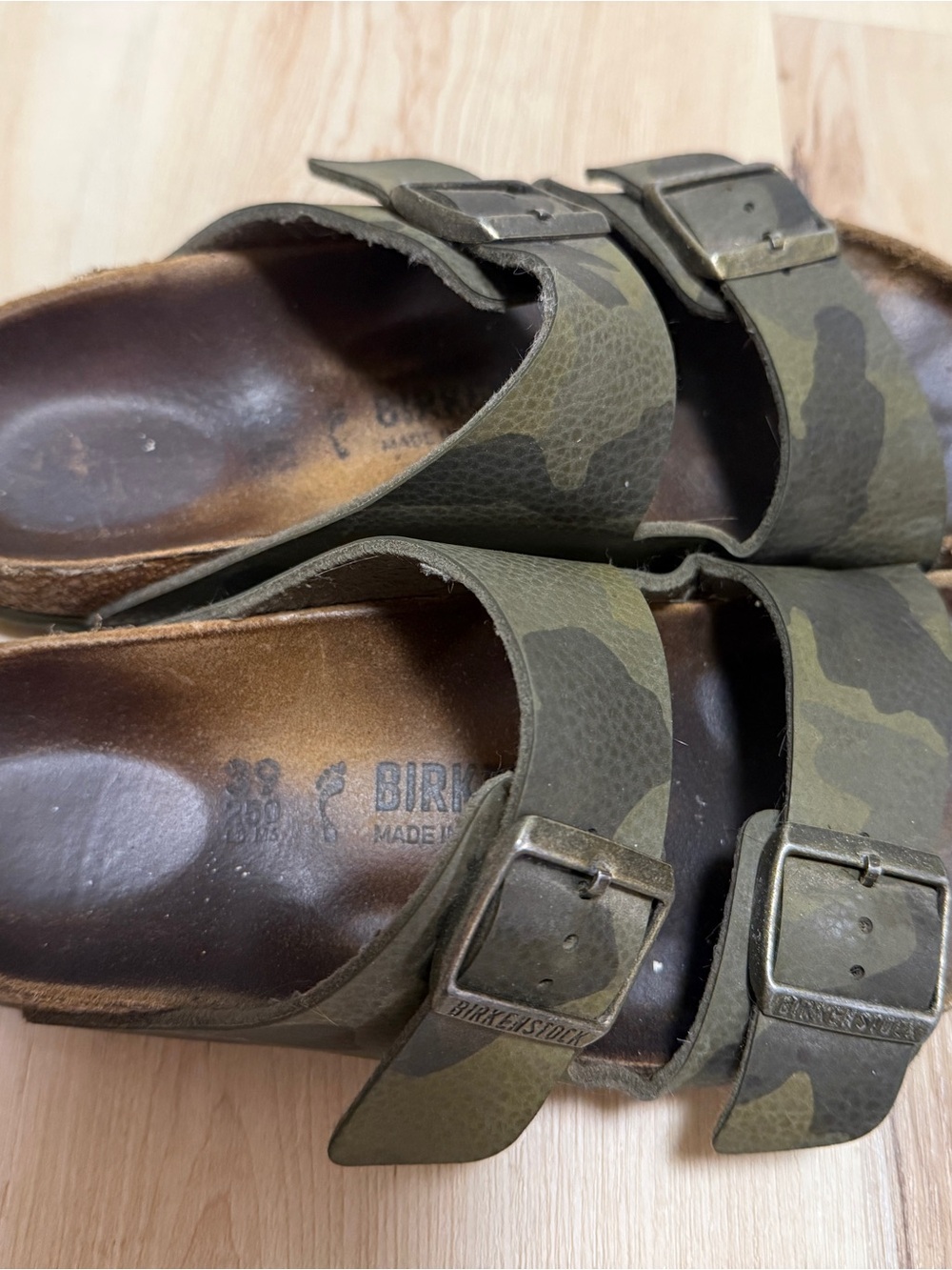 Birkenstock Arizona Camouflage Two-Strap Sandals - Olive